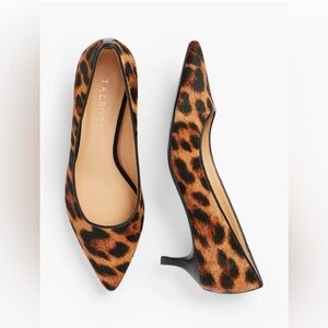 Talbots Sylvie Calf Hair Leopard Kitten Heel Pumps Pointed Toe Size 6M